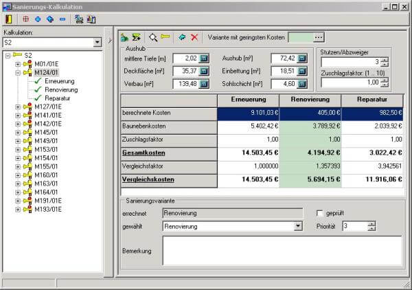 Screenshot Sanierungskalkulation