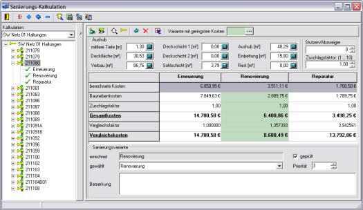 Screenshot Sanierungskalkulation